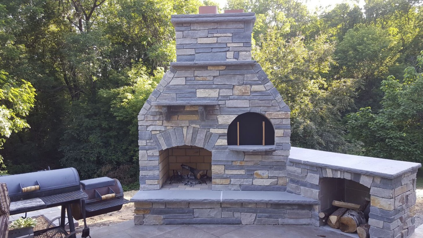Custom outdoor fireplace and kitchen construction in Berkeley, CA
